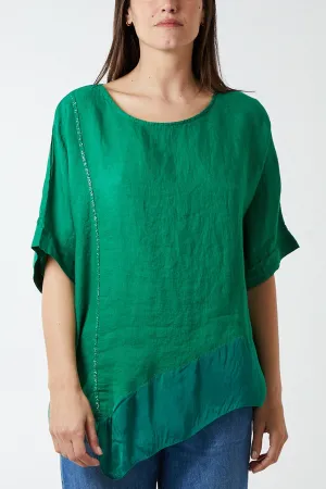 Oversized Asymmetric Sheer Hem Blouse