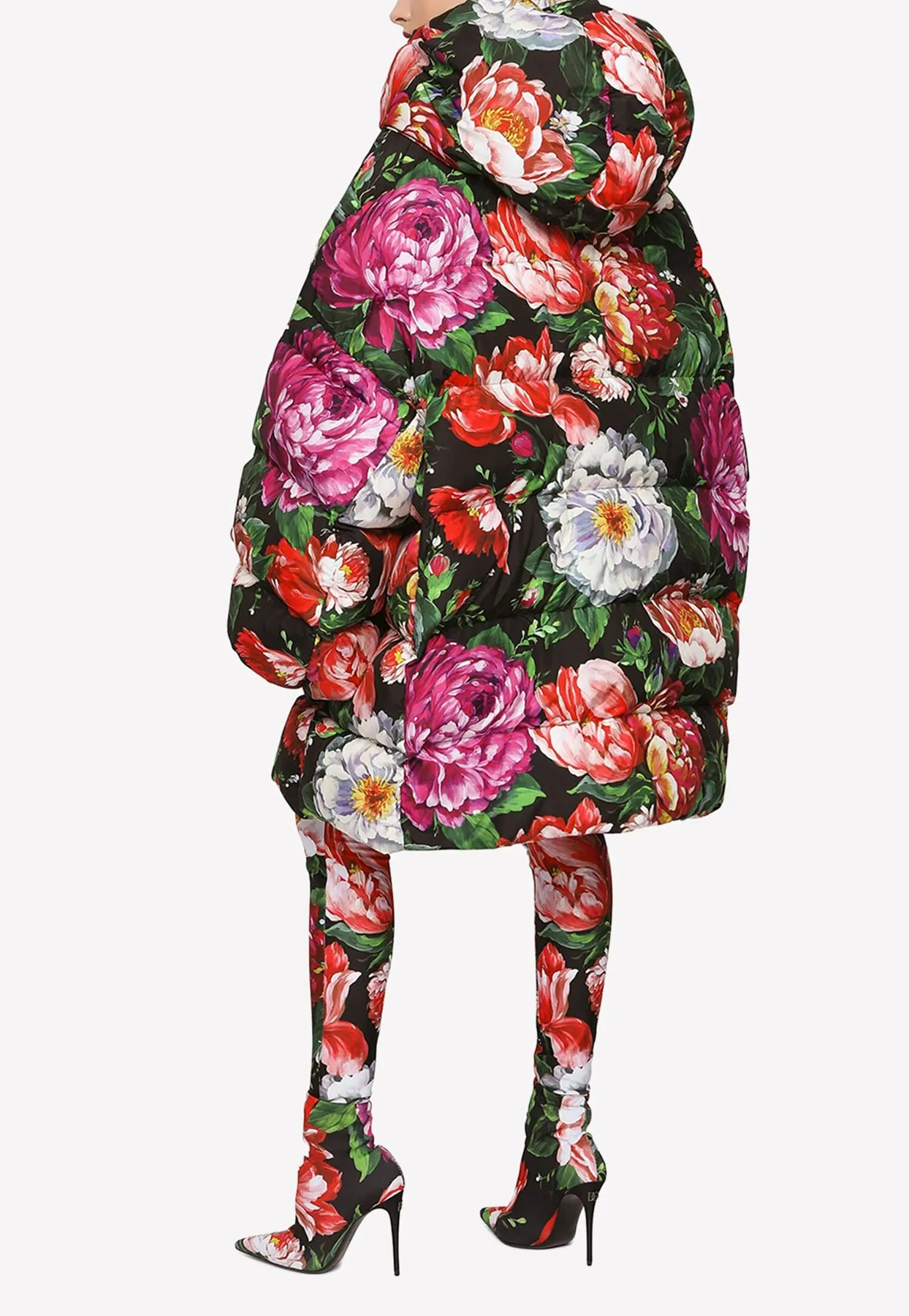 Oversized Floral Print Down Jacket
