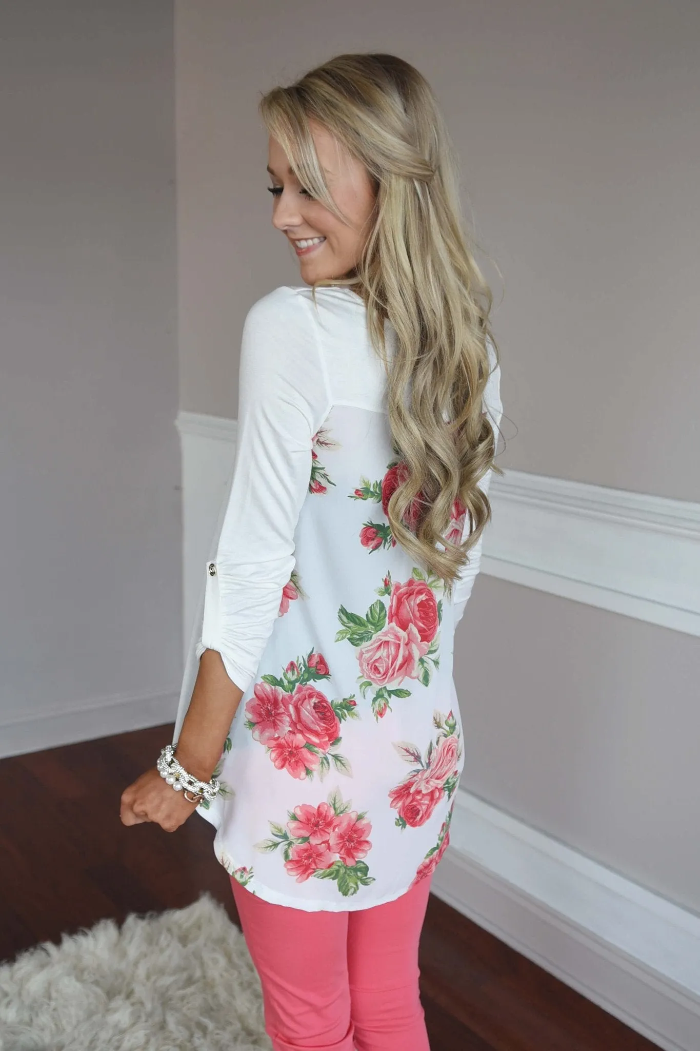 Passion Flower Top ~ Ivory