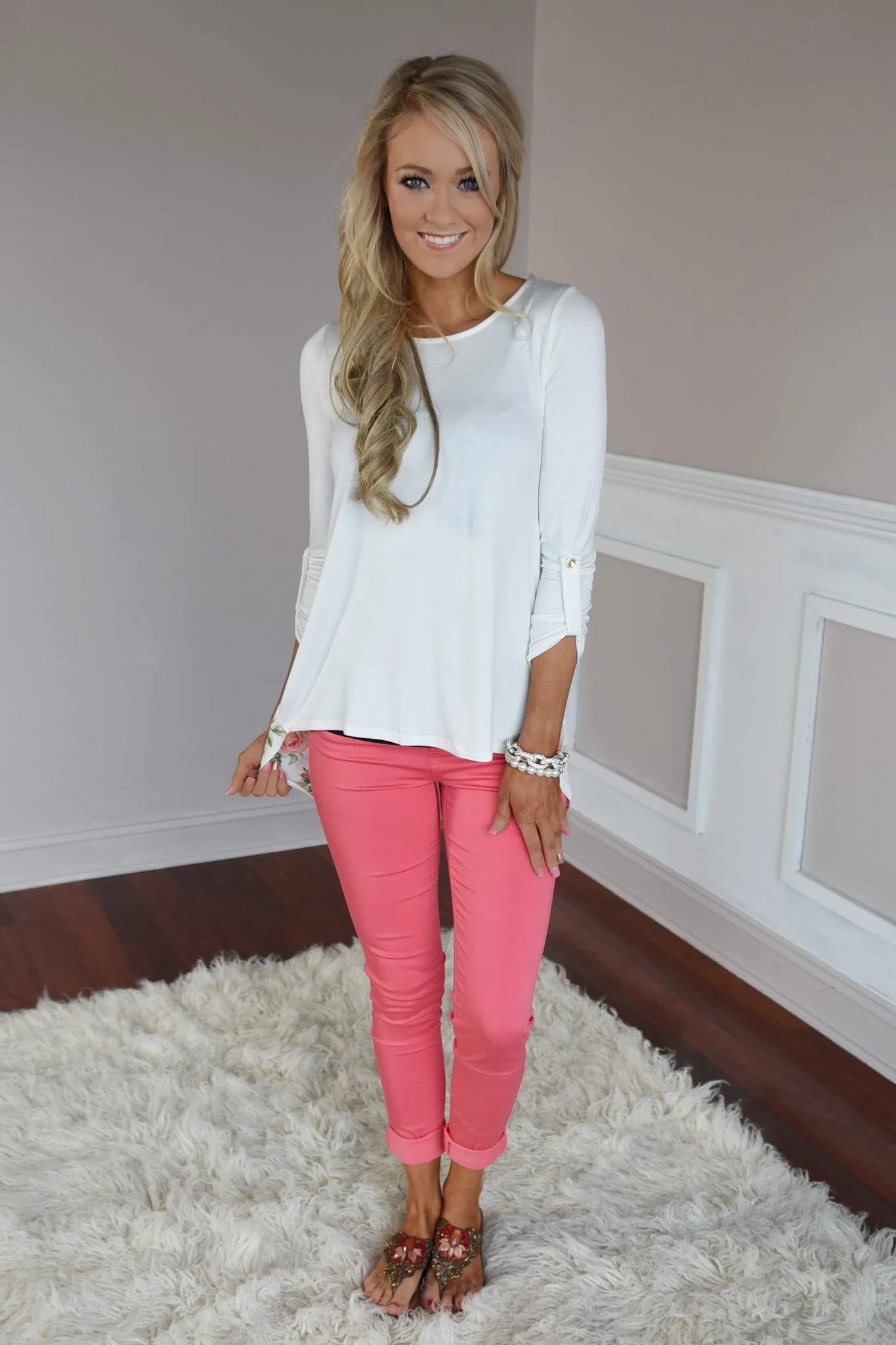 Passion Flower Top ~ Ivory