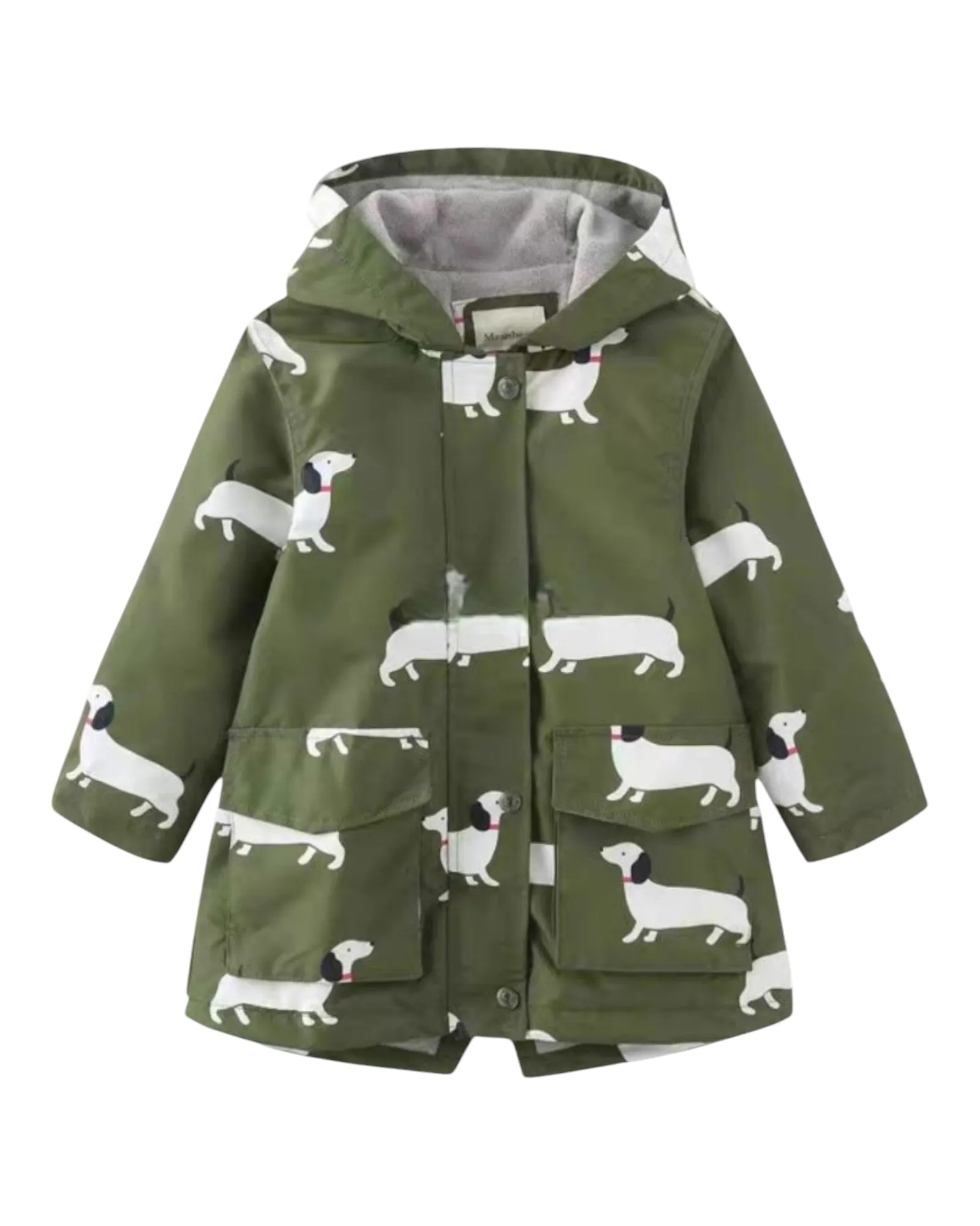 Patterned Hooded Rain Coat with Pockets