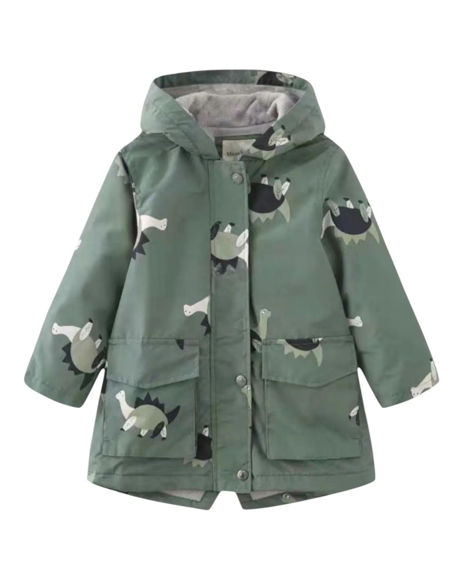 Patterned Hooded Rain Coat with Pockets