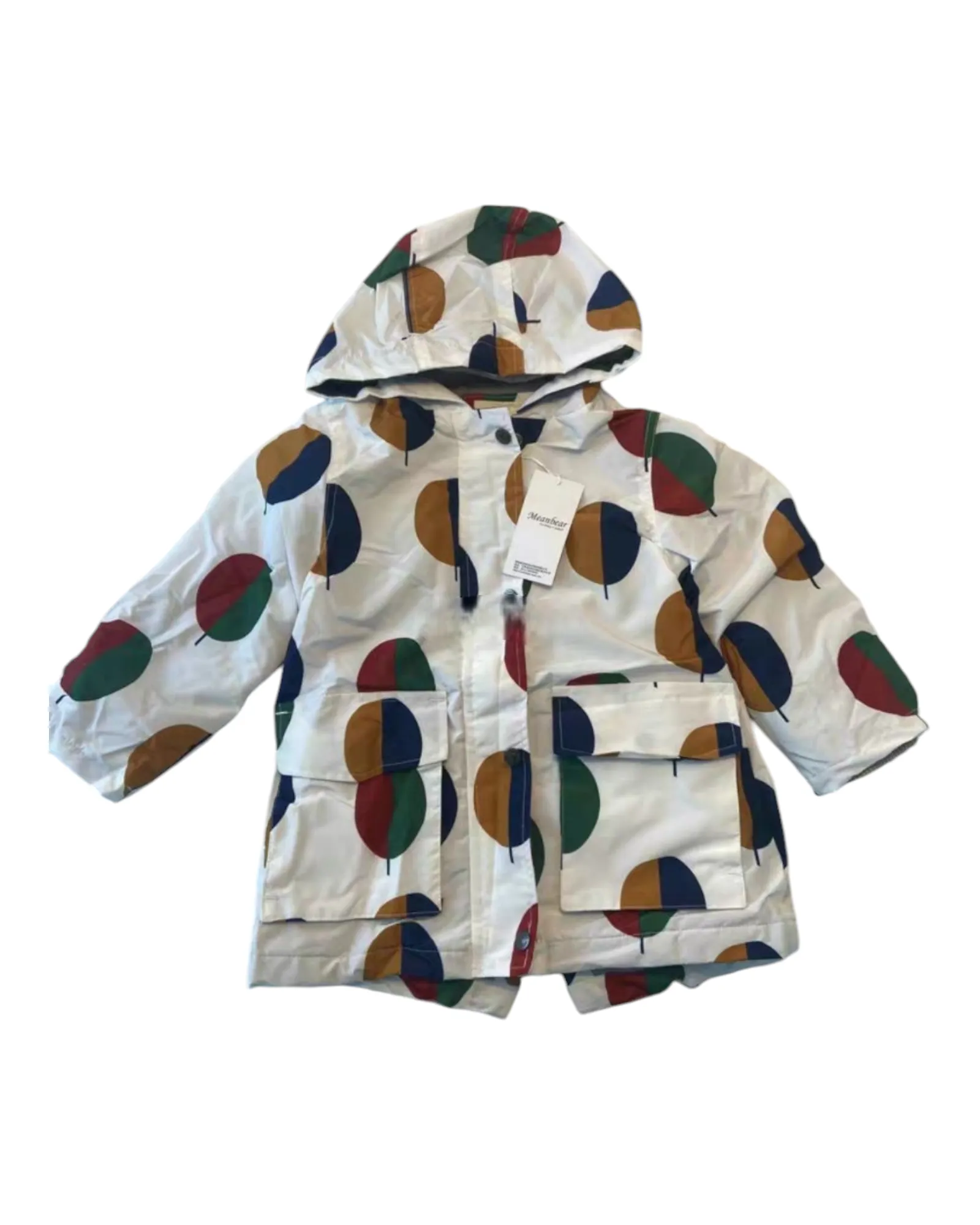 Patterned Hooded Rain Coat with Pockets
