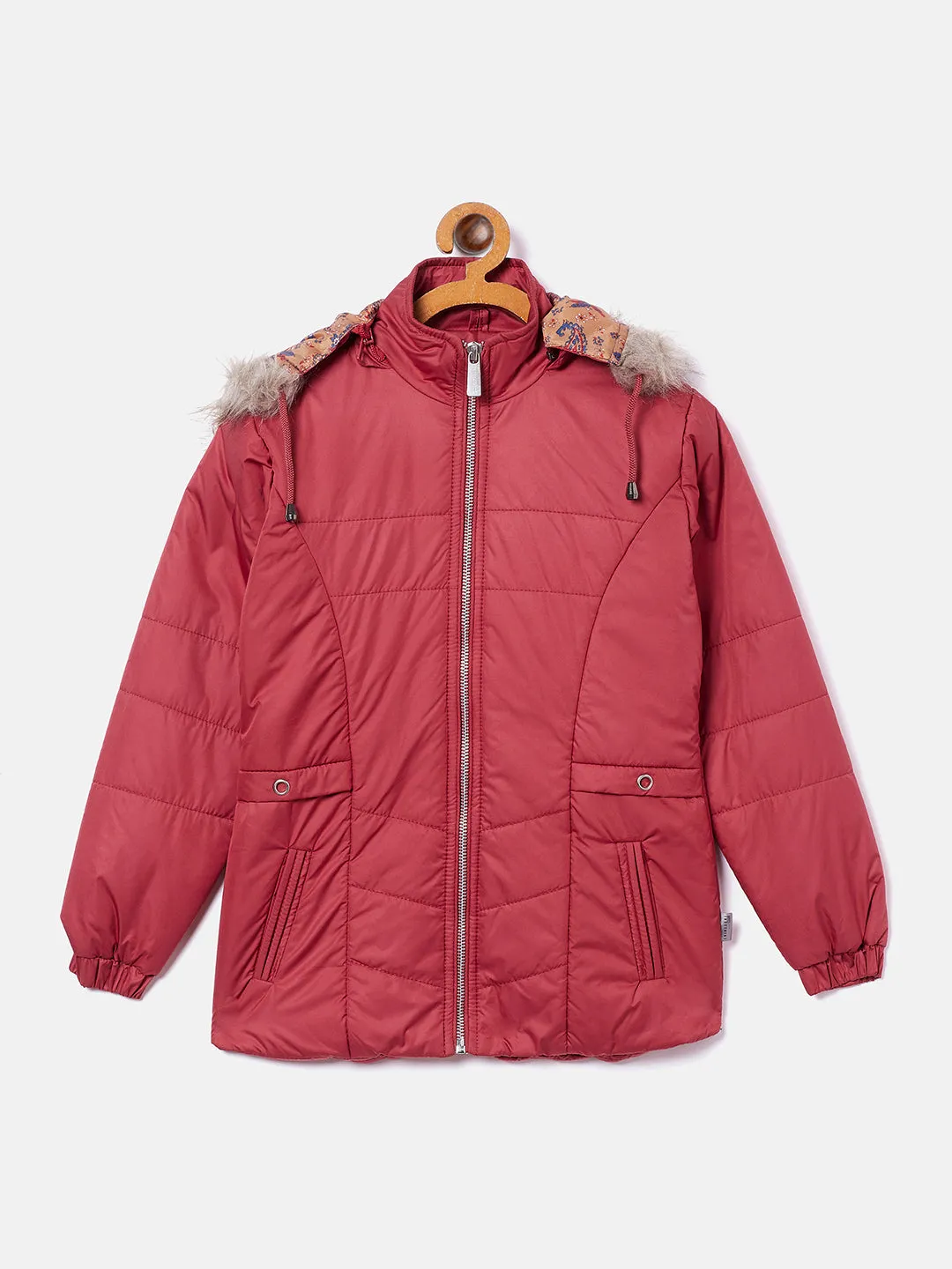 Pink Detachable Hood Jacket