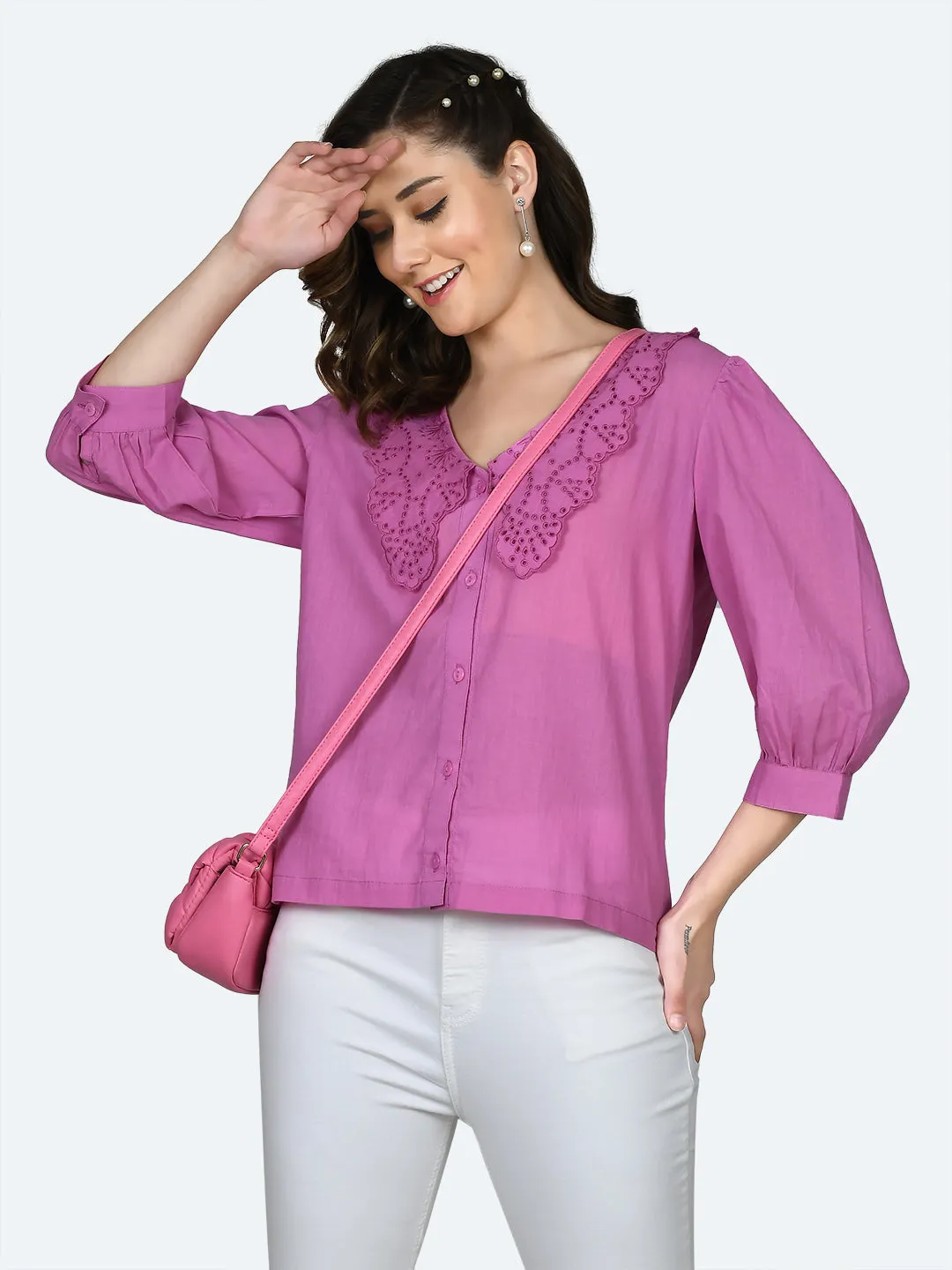Pink Embroidered Top