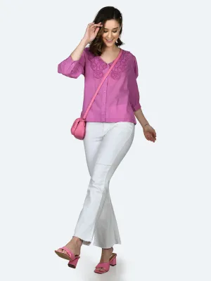 Pink Embroidered Top