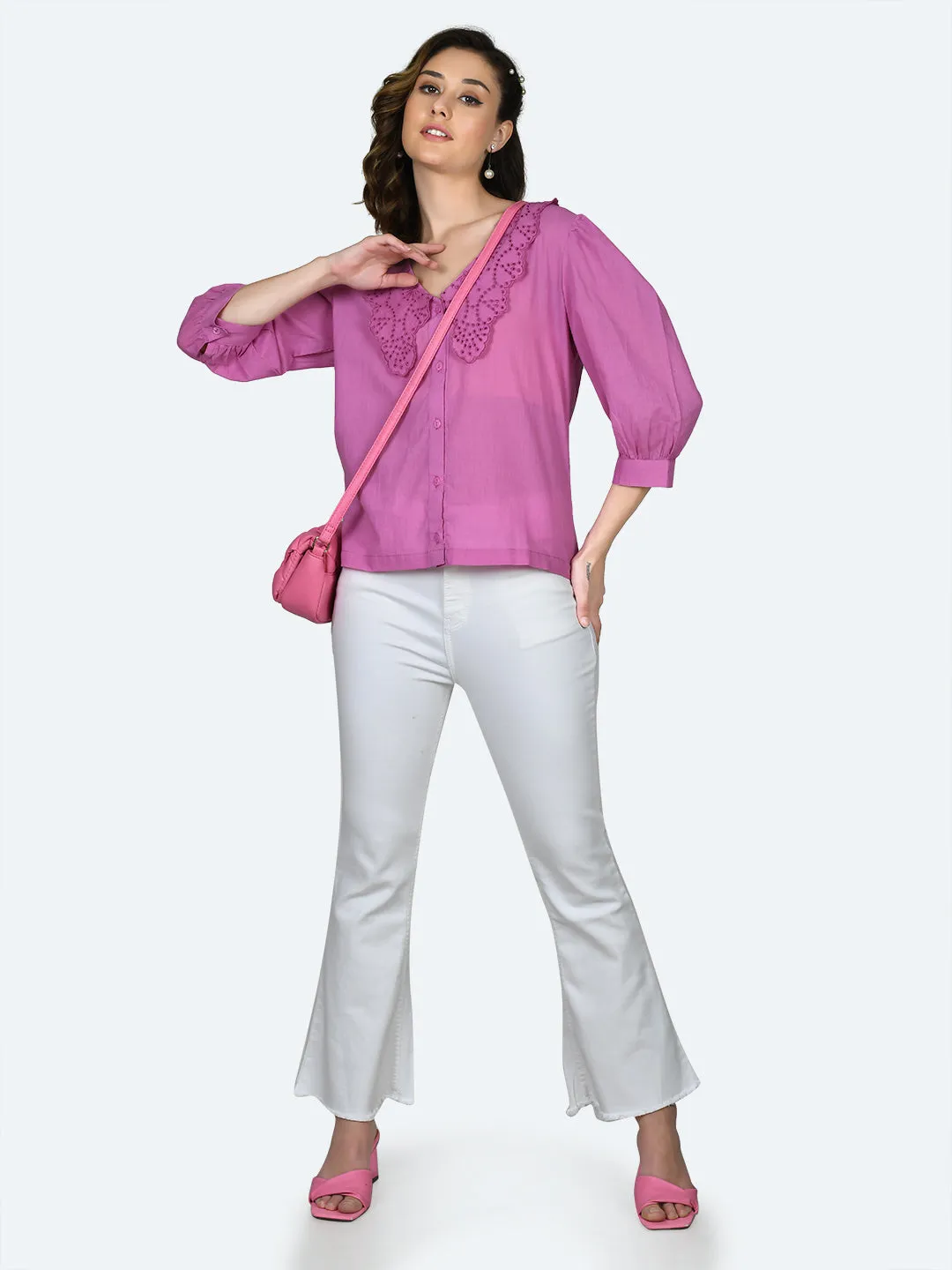 Pink Embroidered Top
