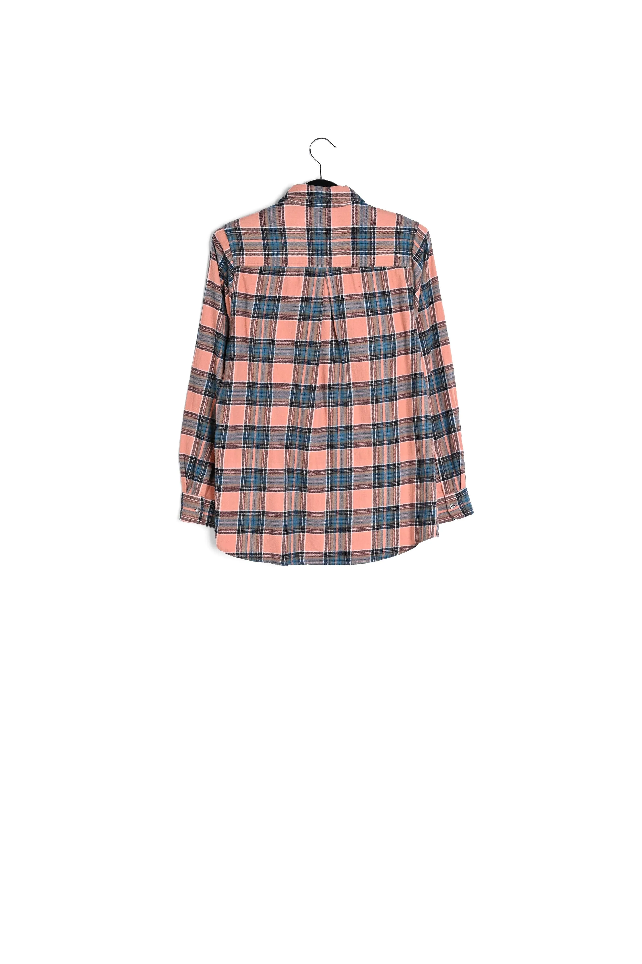 Pink flannel shirt with embroidered flowers