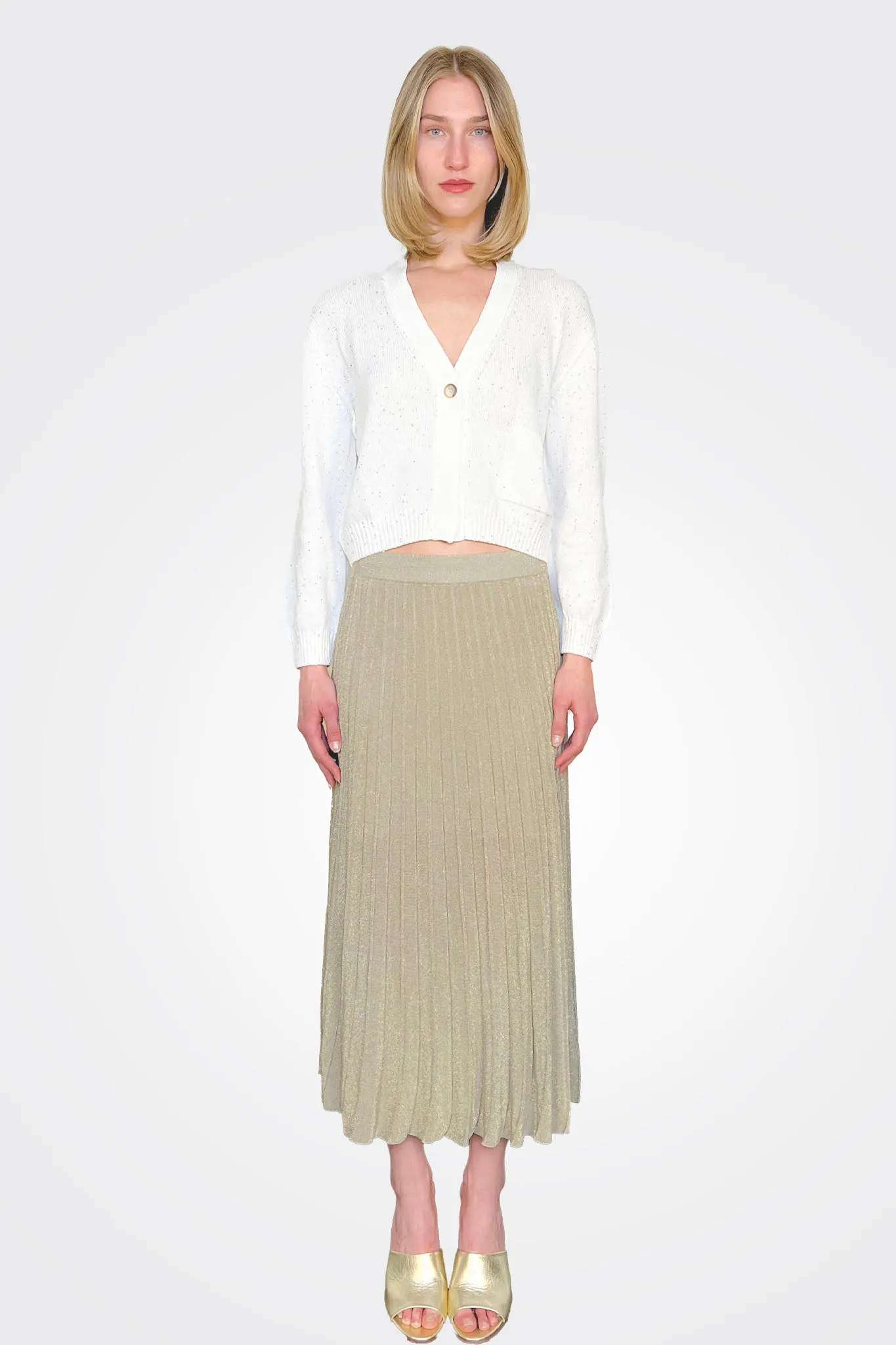 Pleated Midi Skirt - Gold Tan