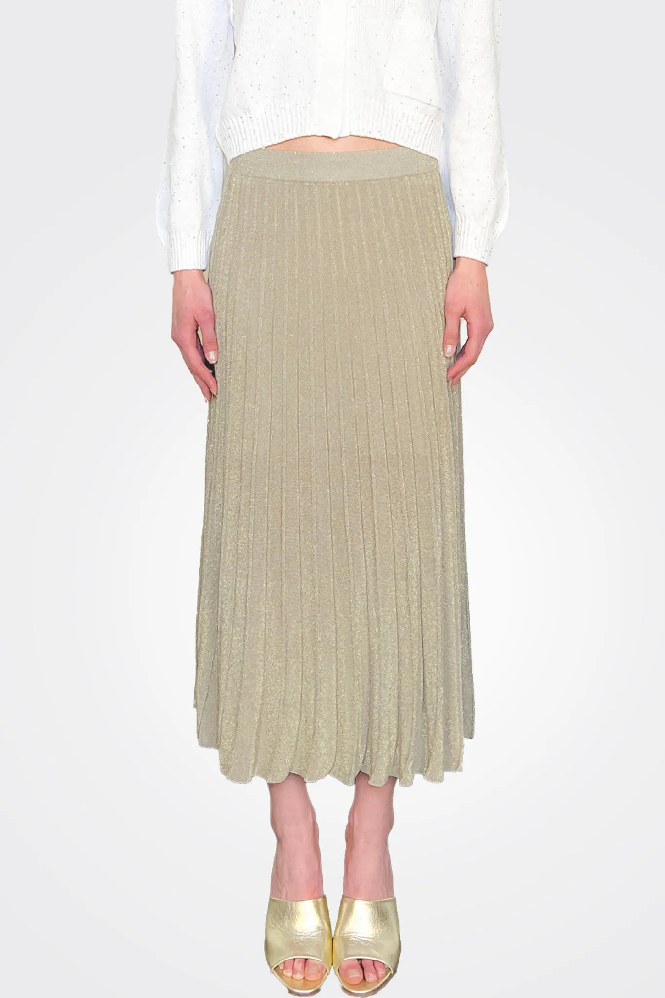 Pleated Midi Skirt - Gold Tan