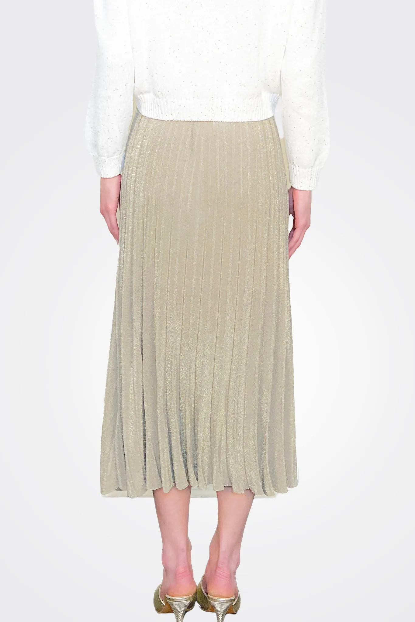 Pleated Midi Skirt - Gold Tan