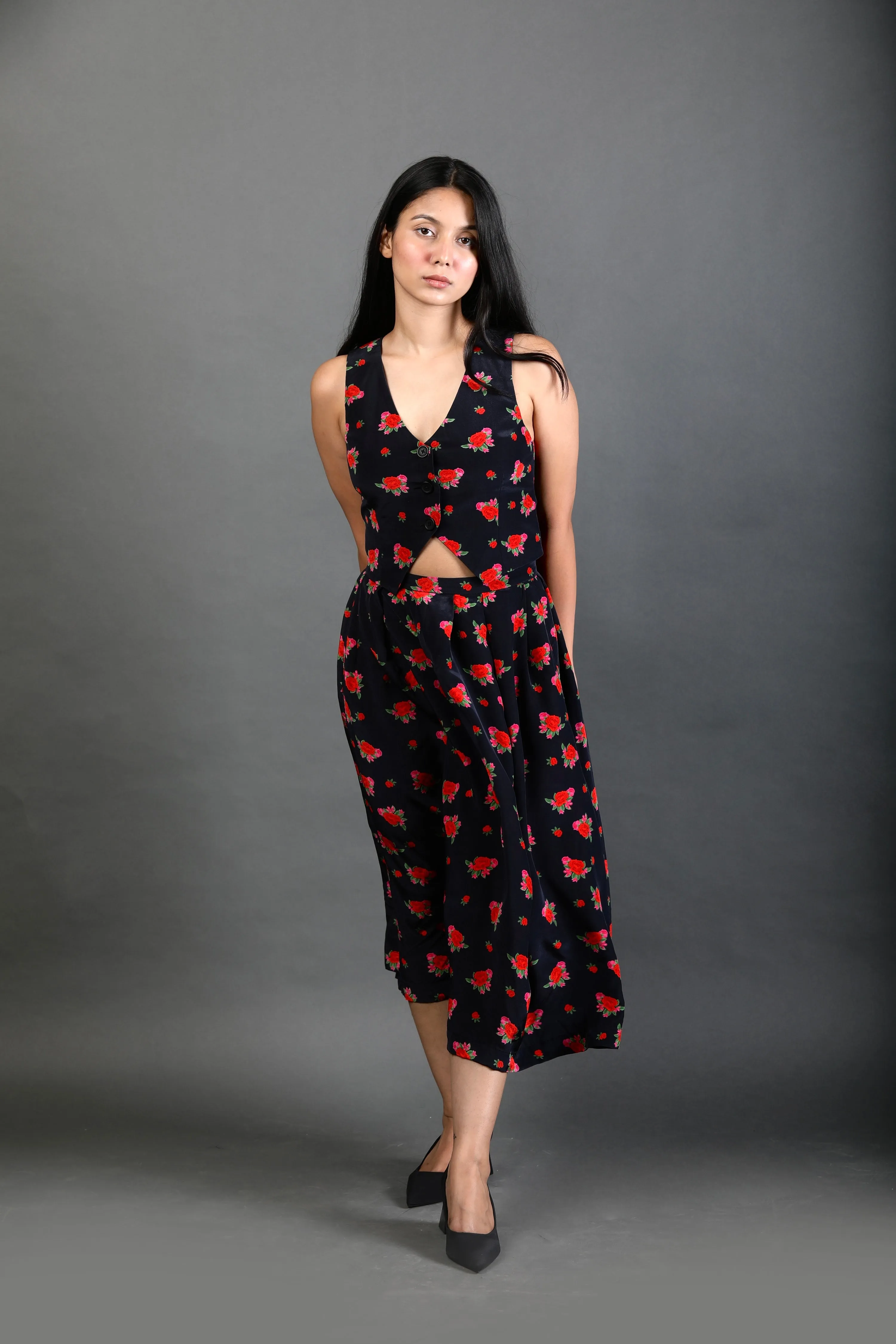 Pleated Skirt with Pockets - Rose Bloom