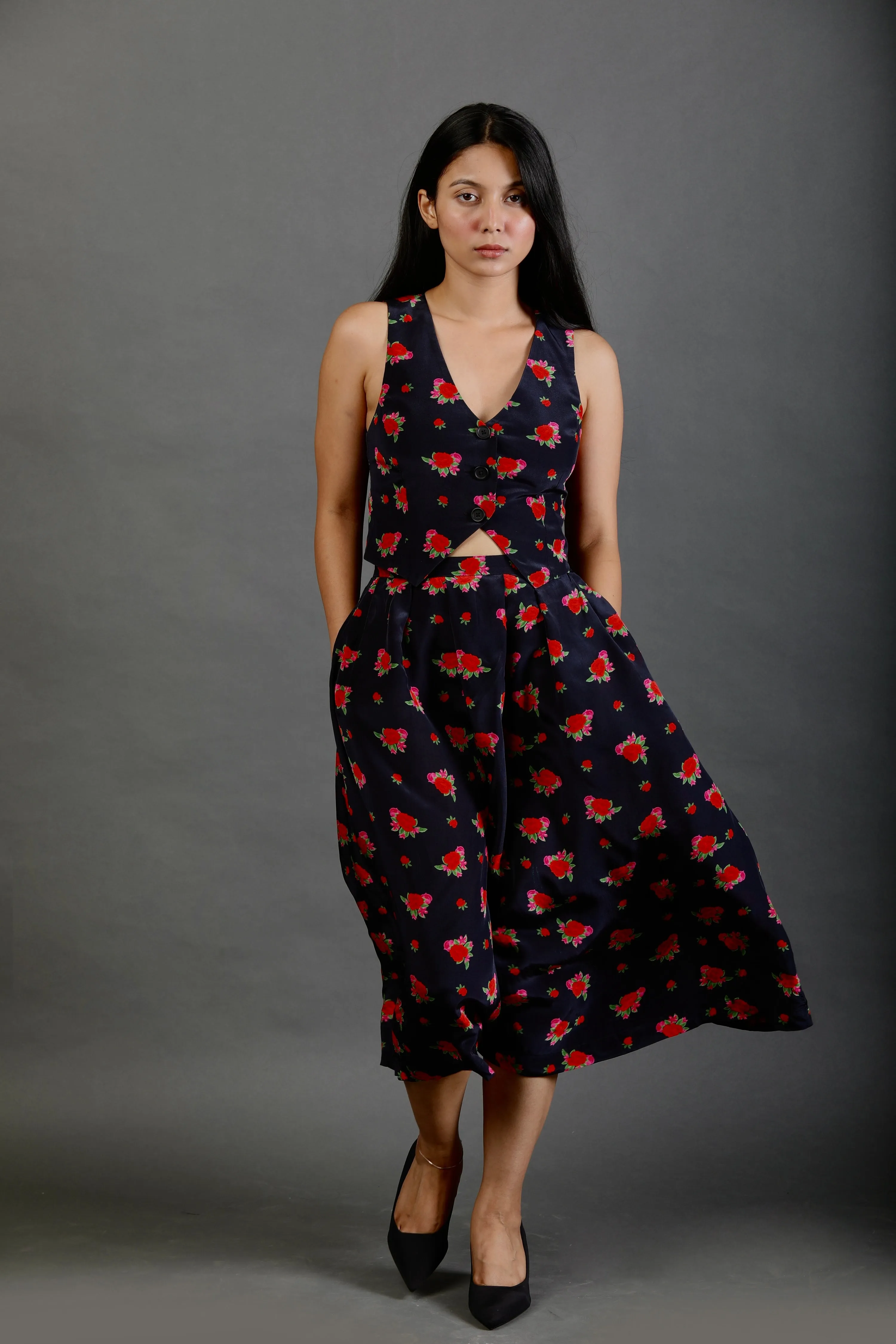 Pleated Skirt with Pockets - Rose Bloom