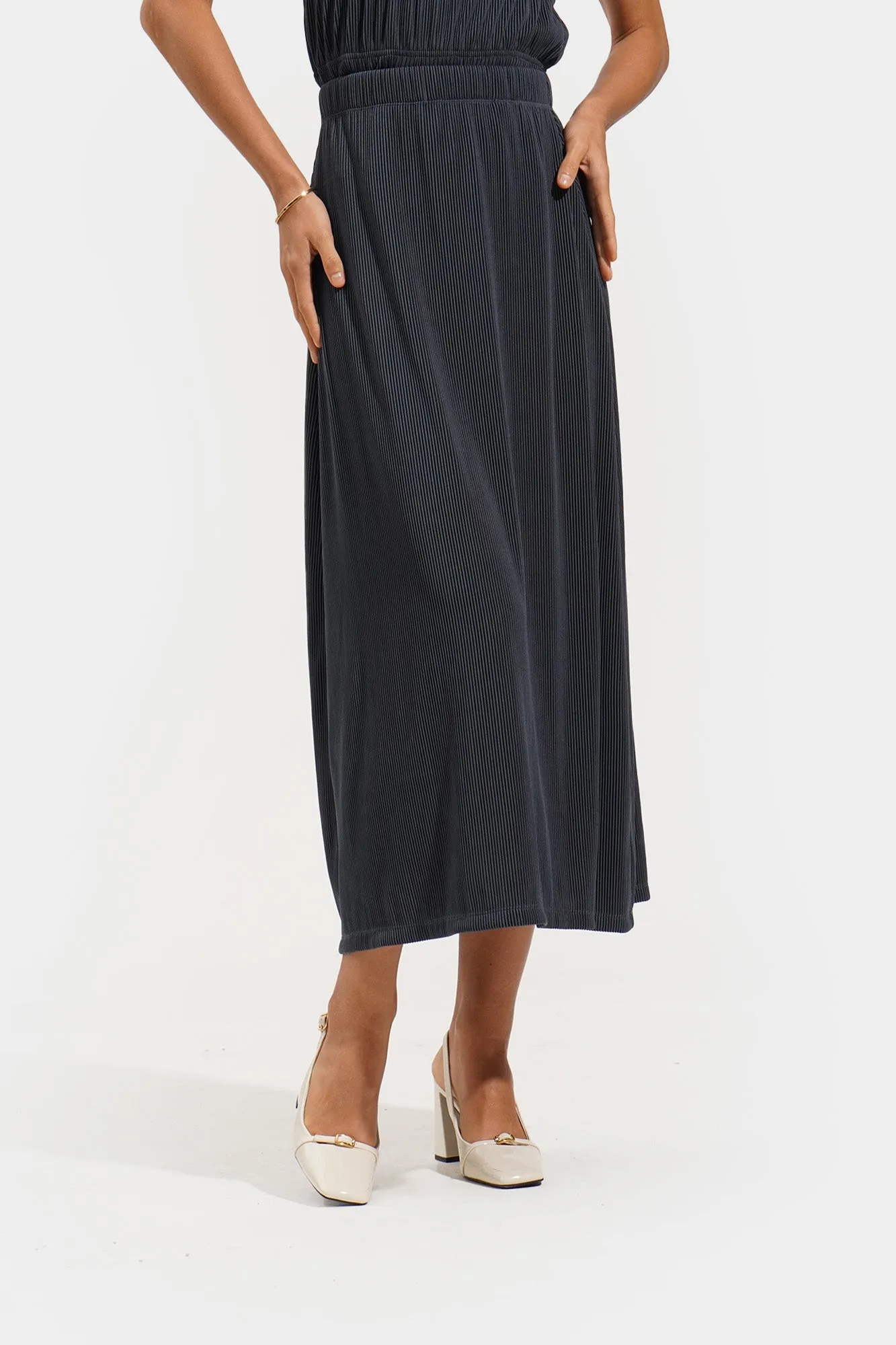 Plisse Midi Skirt