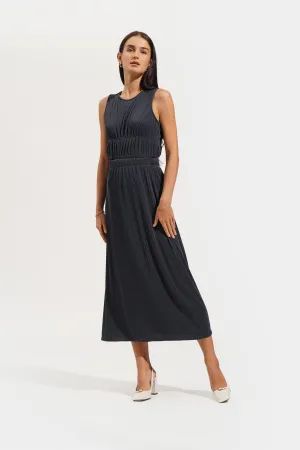 Plisse Midi Skirt