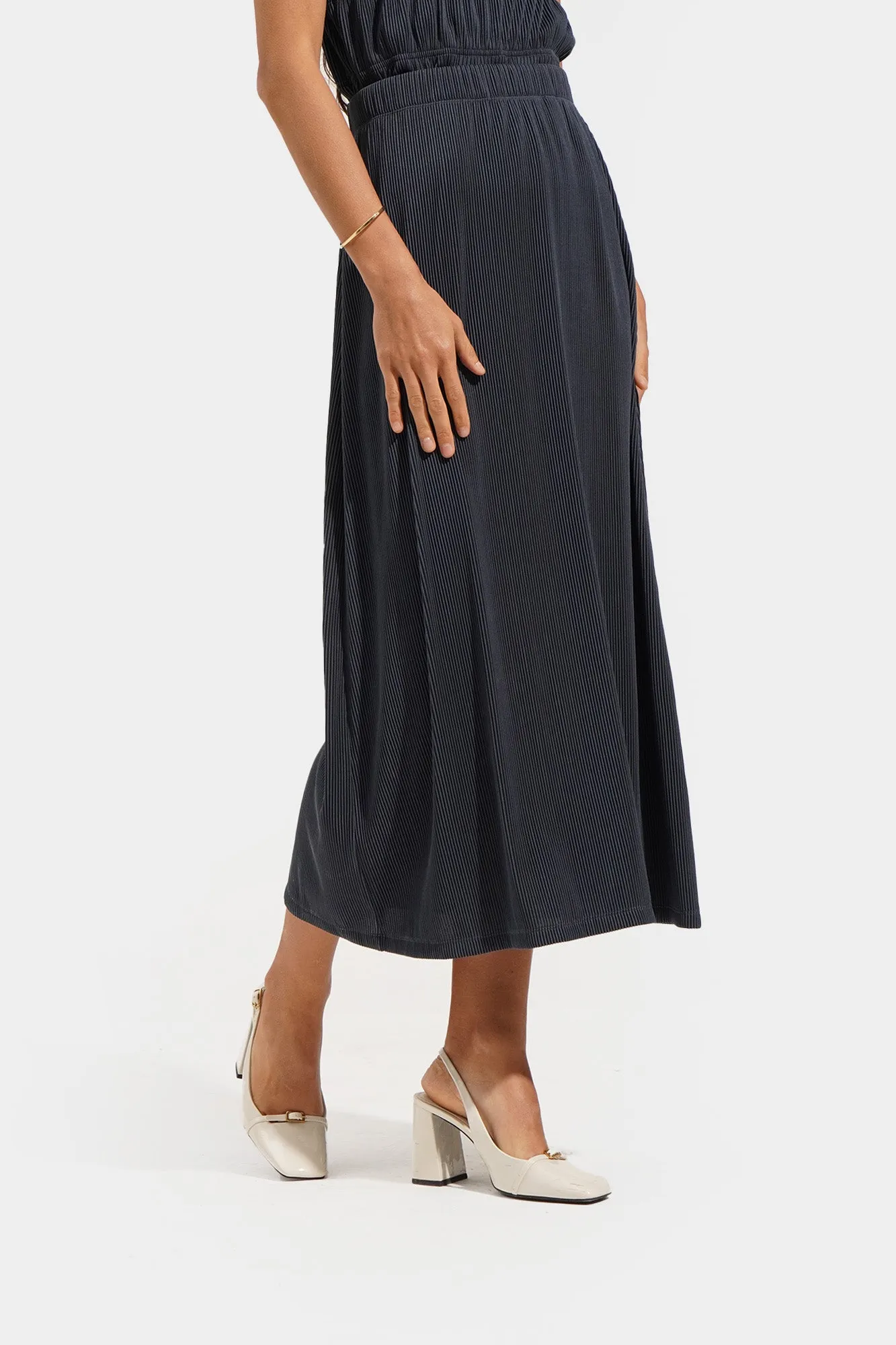 Plisse Midi Skirt