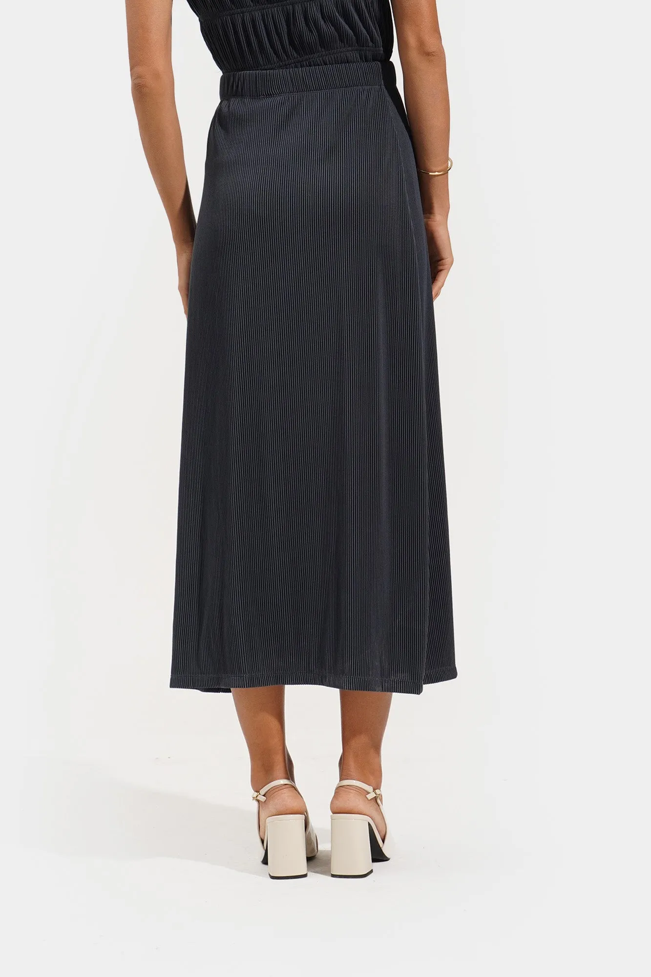 Plisse Midi Skirt