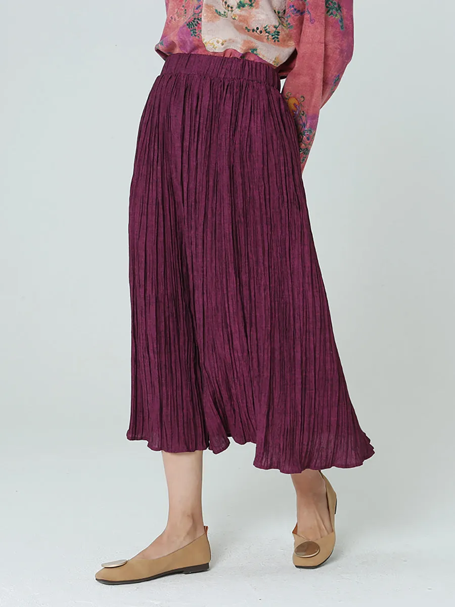 Plus Size Pleated Spring Loose Casual Women Elastic Waist Skirt M-2XL