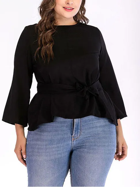 Plus Size Round Neck Long Sleeve T-shirt Bottoming Shirt