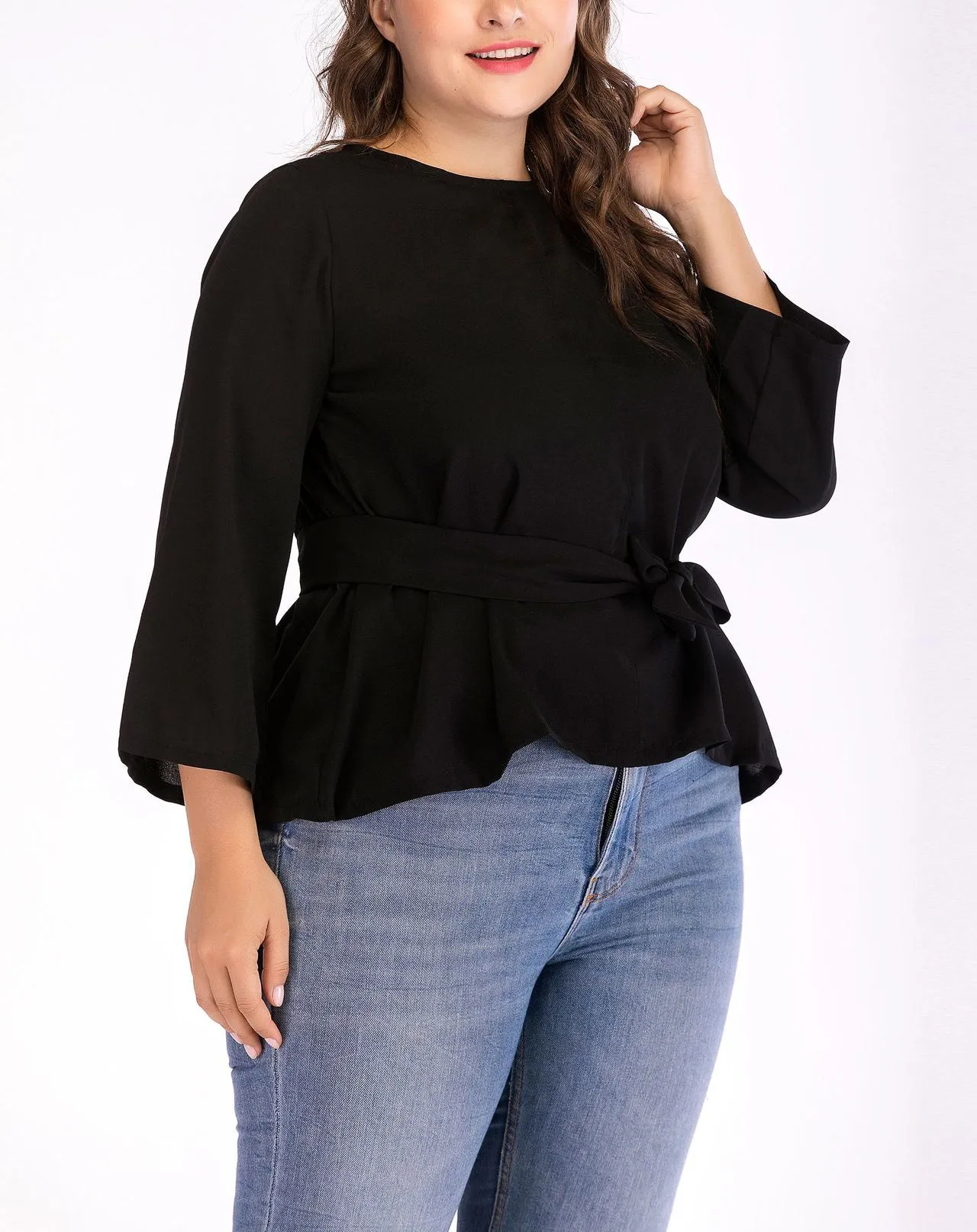 Plus Size Round Neck Long Sleeve T-shirt Bottoming Shirt