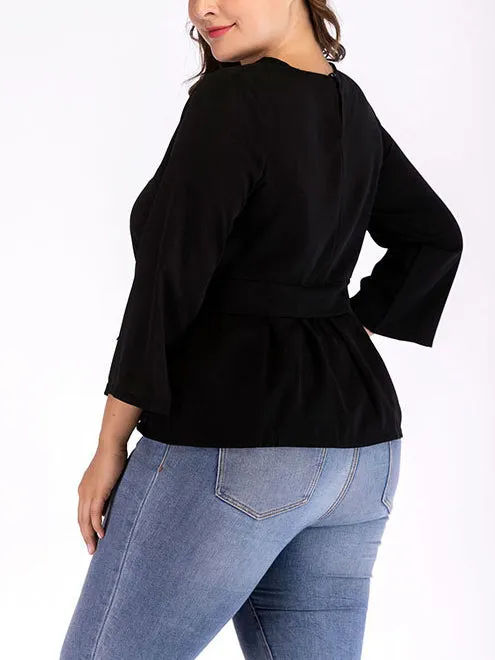 Plus Size Round Neck Long Sleeve T-shirt Bottoming Shirt
