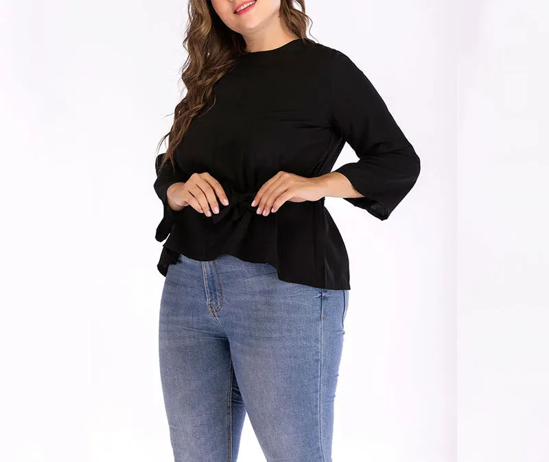 Plus Size Round Neck Long Sleeve T-shirt Bottoming Shirt
