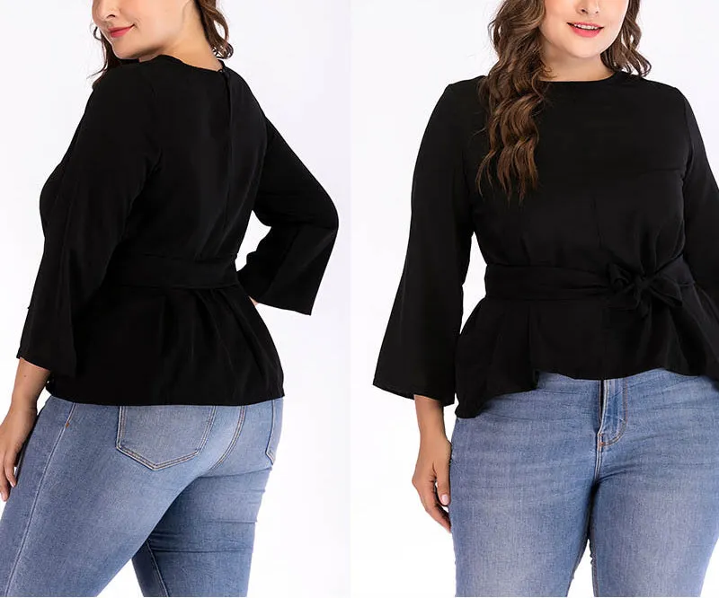 Plus Size Round Neck Long Sleeve T-shirt Bottoming Shirt