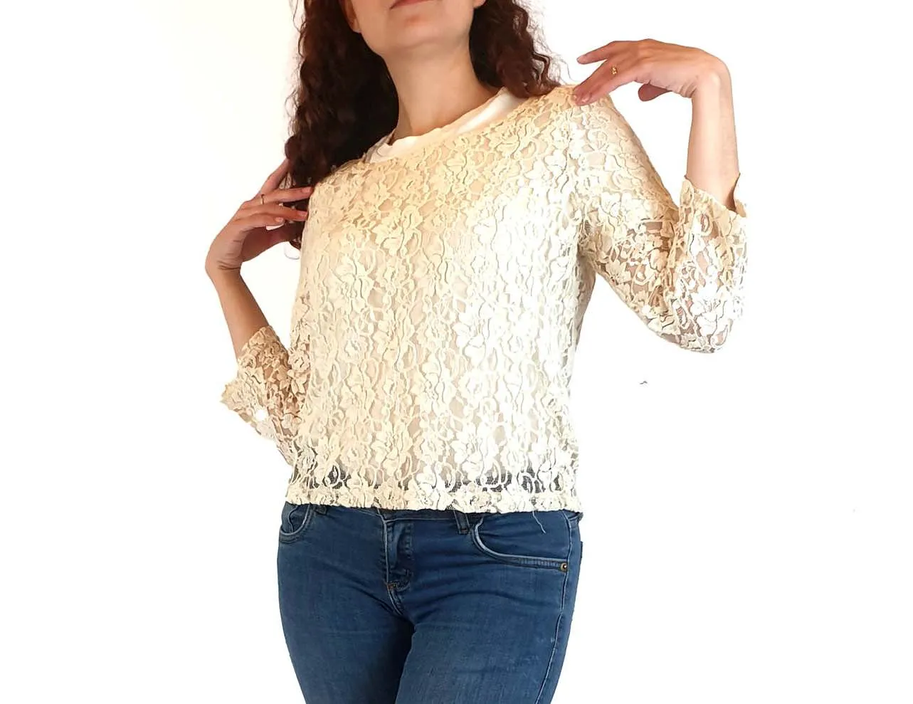 Princess Highway white lace long sleeve top size 10