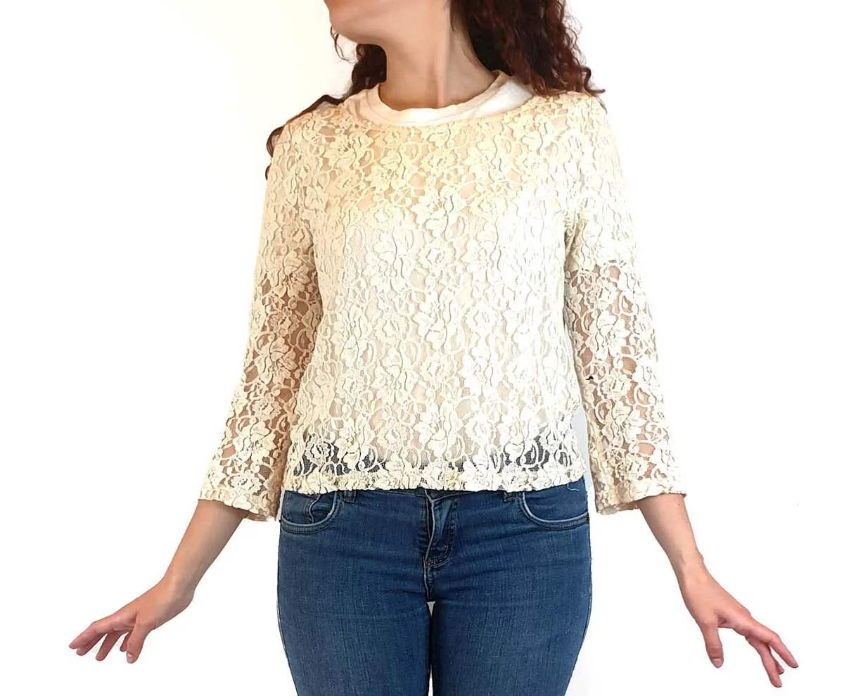 Princess Highway white lace long sleeve top size 10