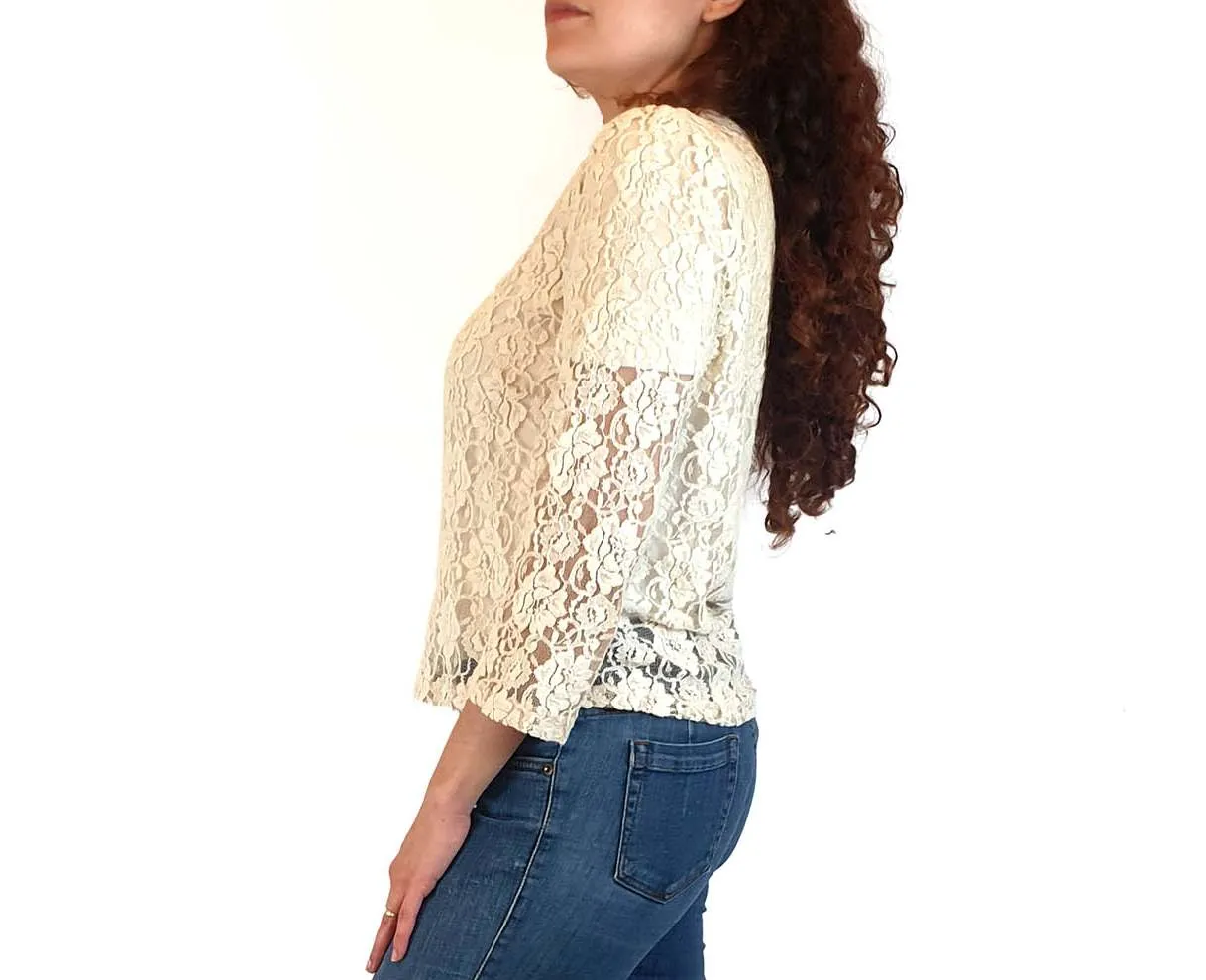 Princess Highway white lace long sleeve top size 10
