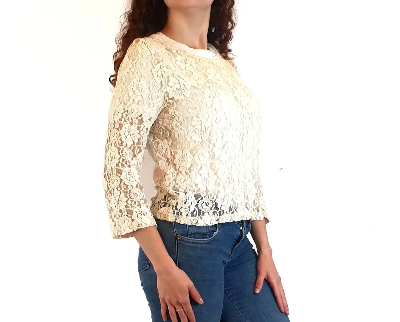 Princess Highway white lace long sleeve top size 10