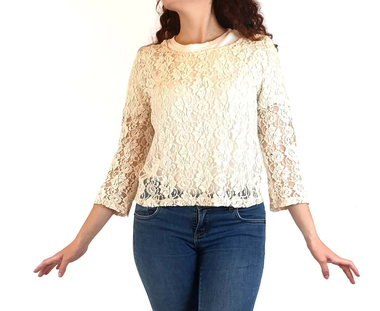 Princess Highway white lace long sleeve top size 10