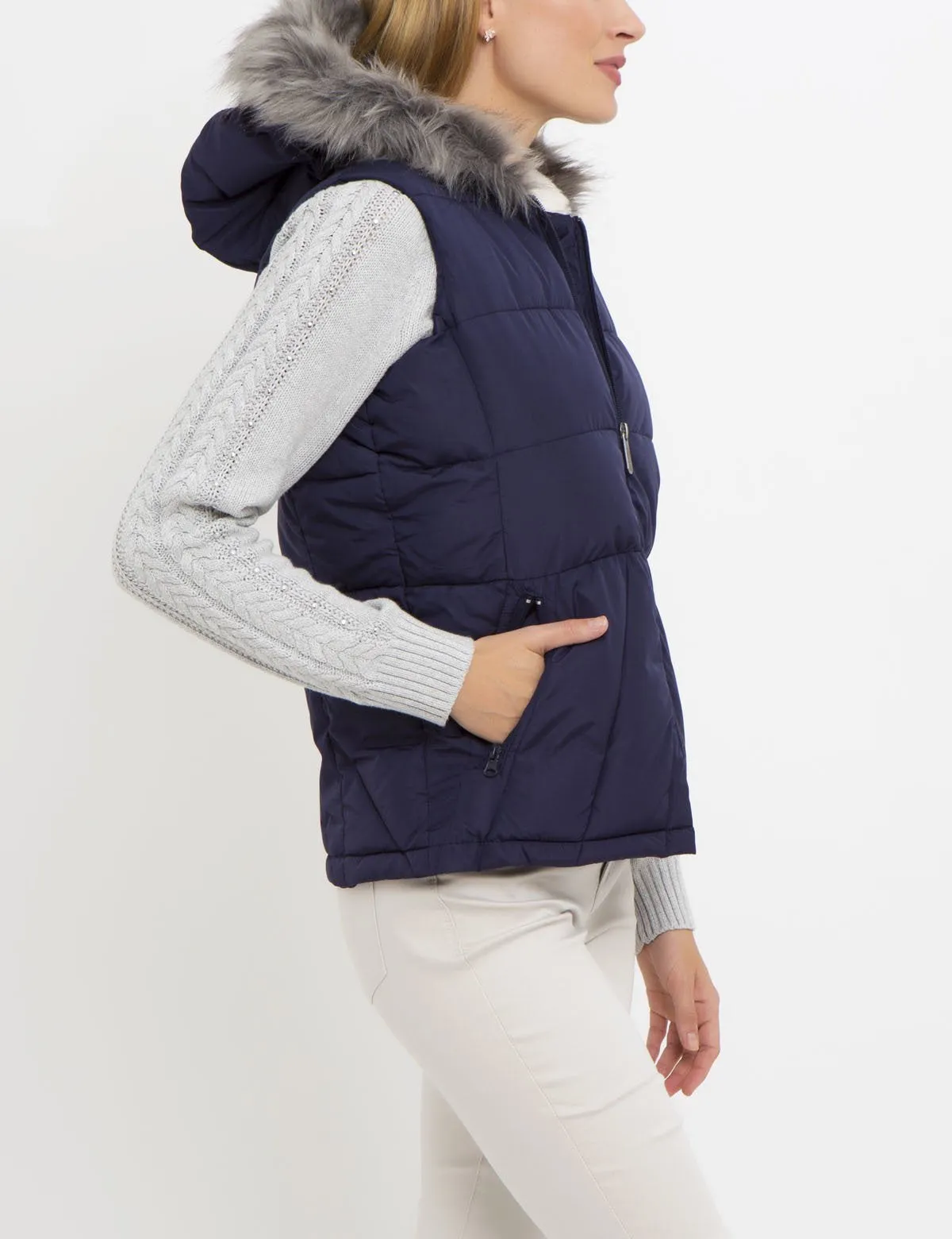 PRINCESS SEAM FUR HOOD VEST