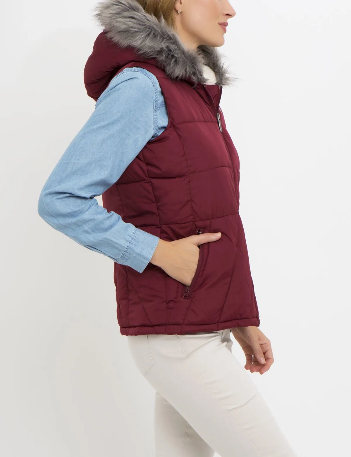 PRINCESS SEAM FUR HOOD VEST
