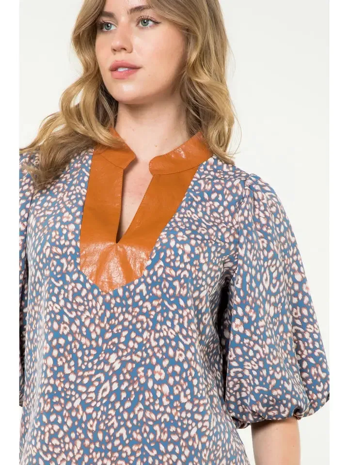 Puff Sleeve Print Top