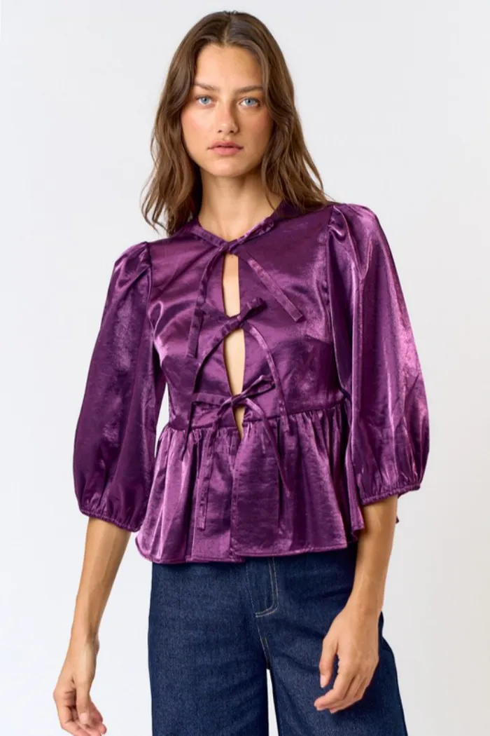 Puff Slv Bow Tie Top