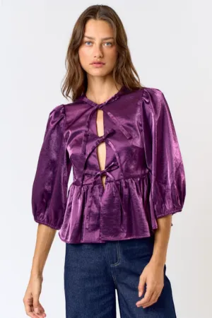 Puff Slv Bow Tie Top