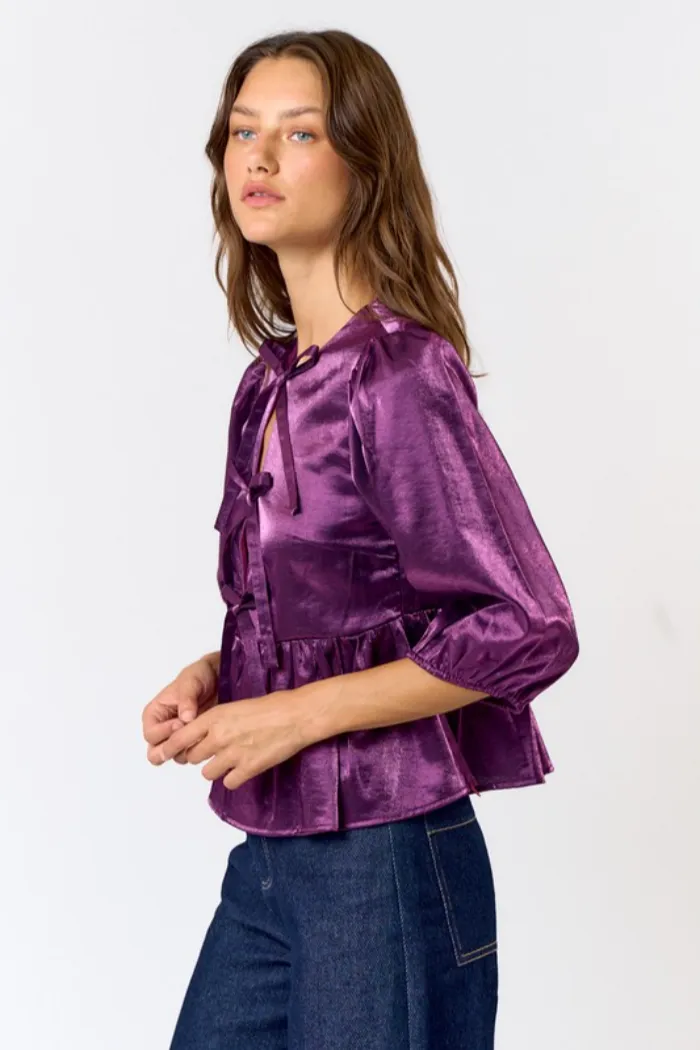 Puff Slv Bow Tie Top