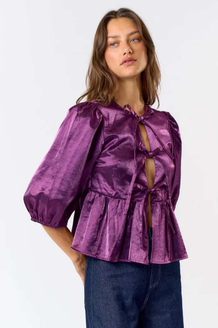 Puff Slv Bow Tie Top