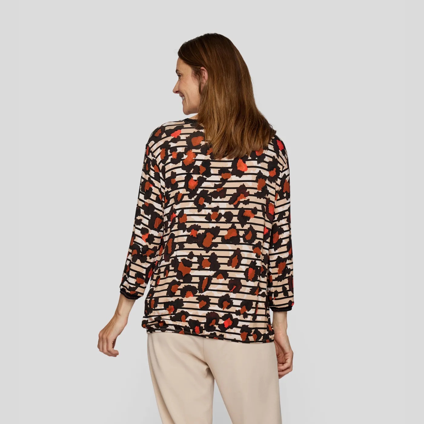 Rabe Leopard Print 3/4 Sleeve Top