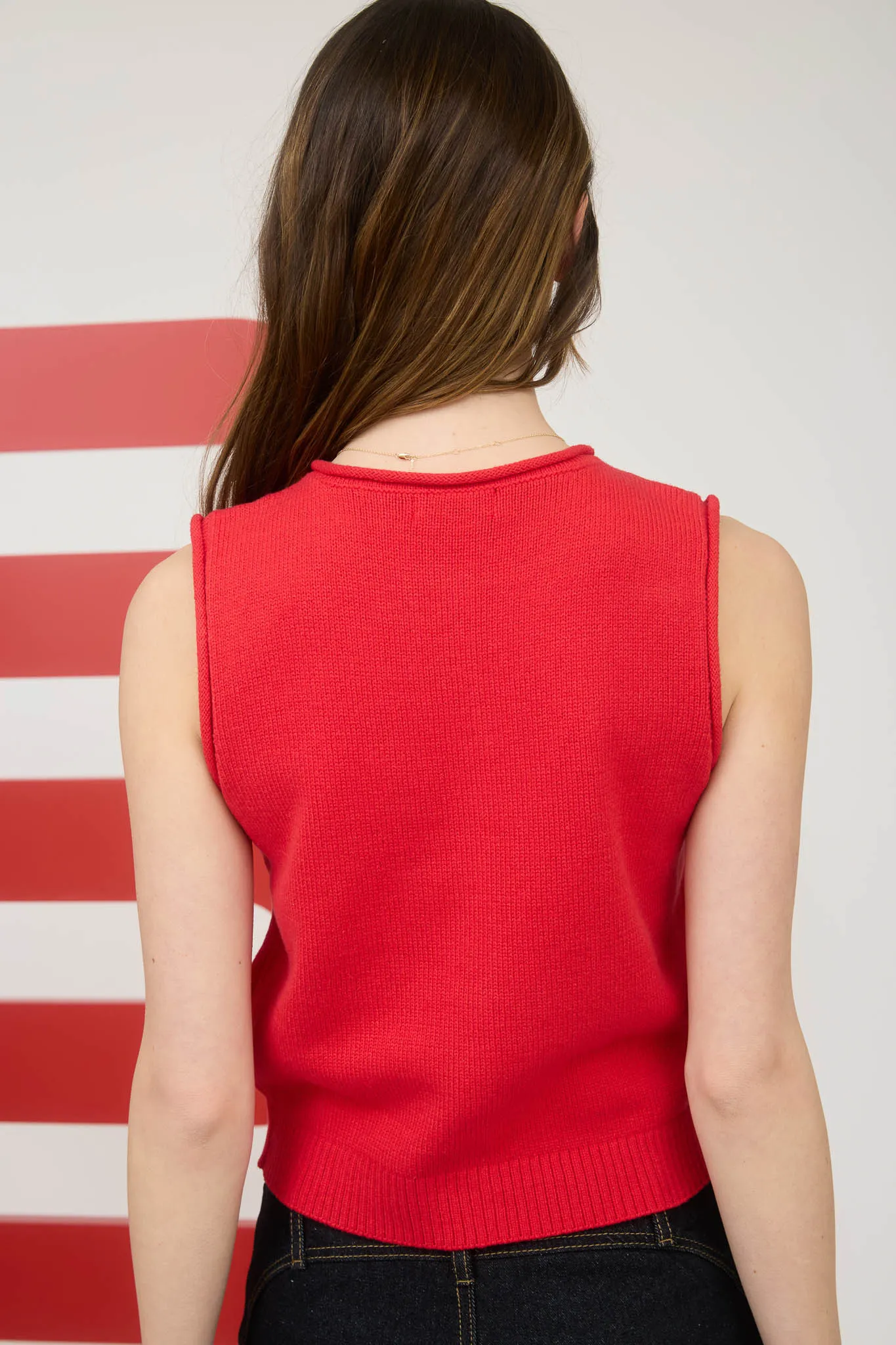RAW EDGE BUTTON DOWN KNIT CARDIGAN VEST TOP
