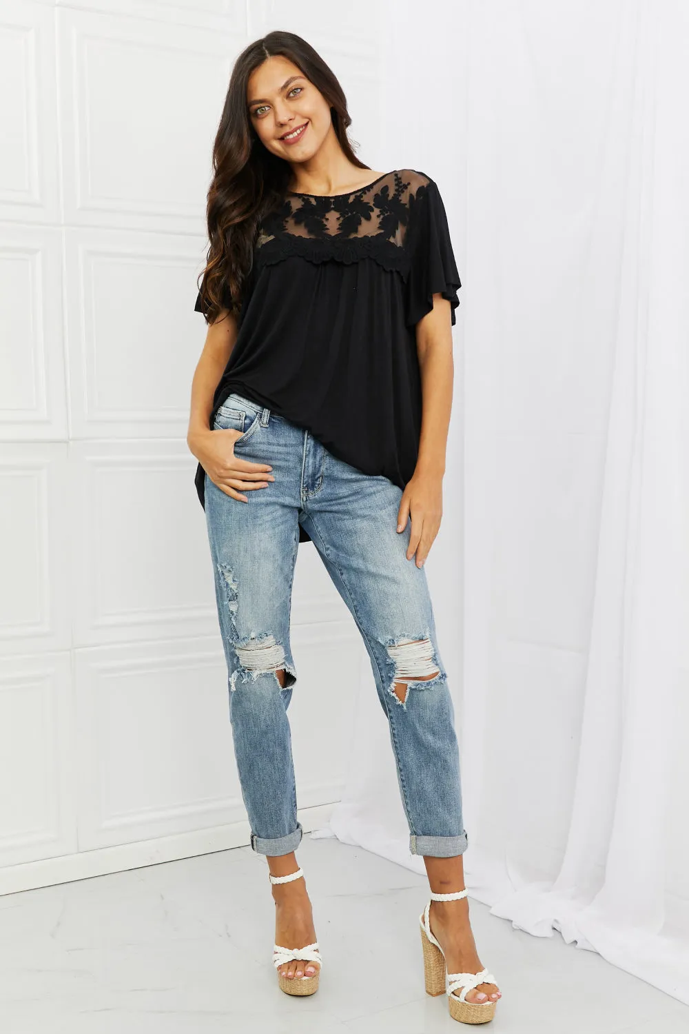 Ready To Lace Embroidered Top in Black
