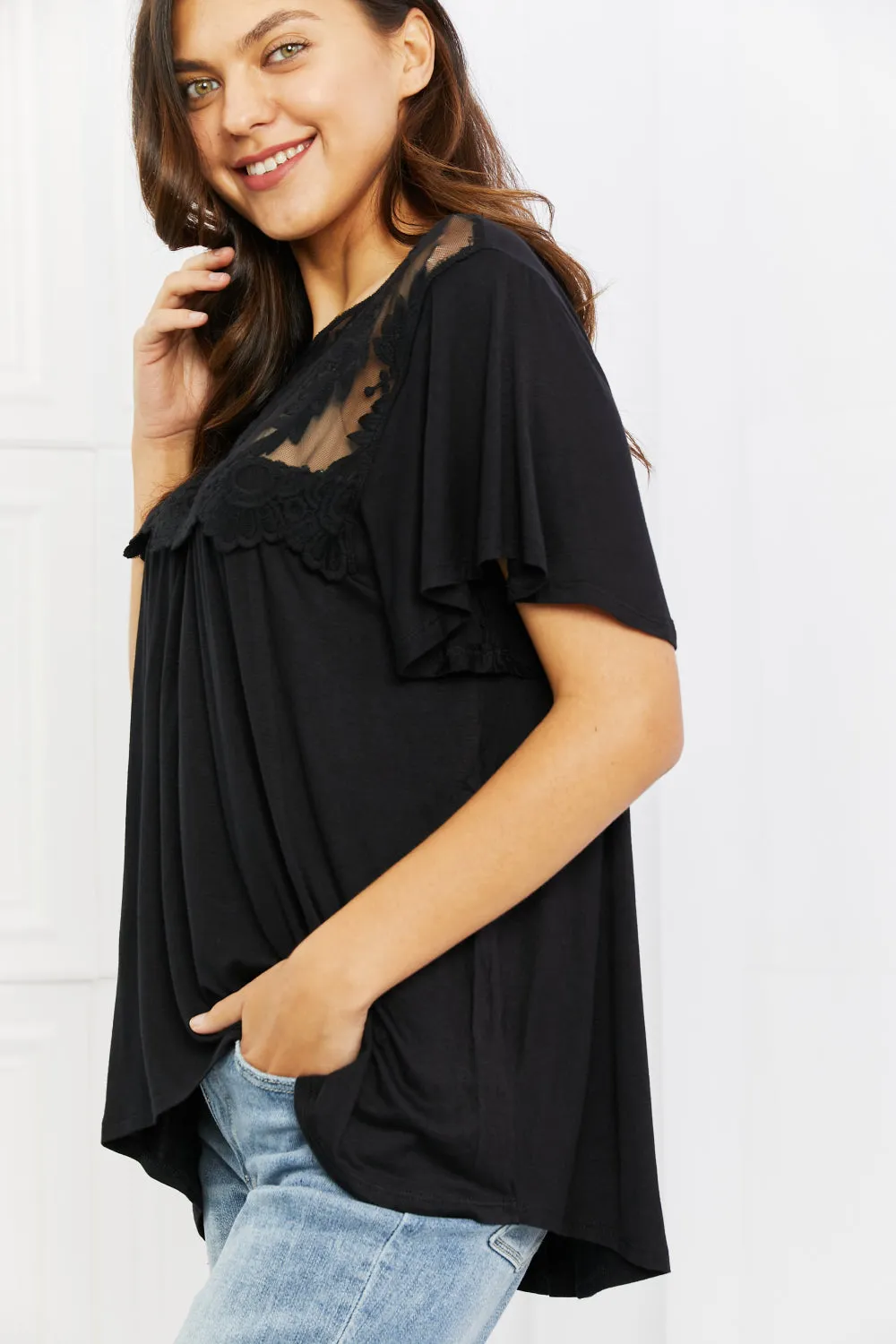 Ready To Lace Embroidered Top in Black