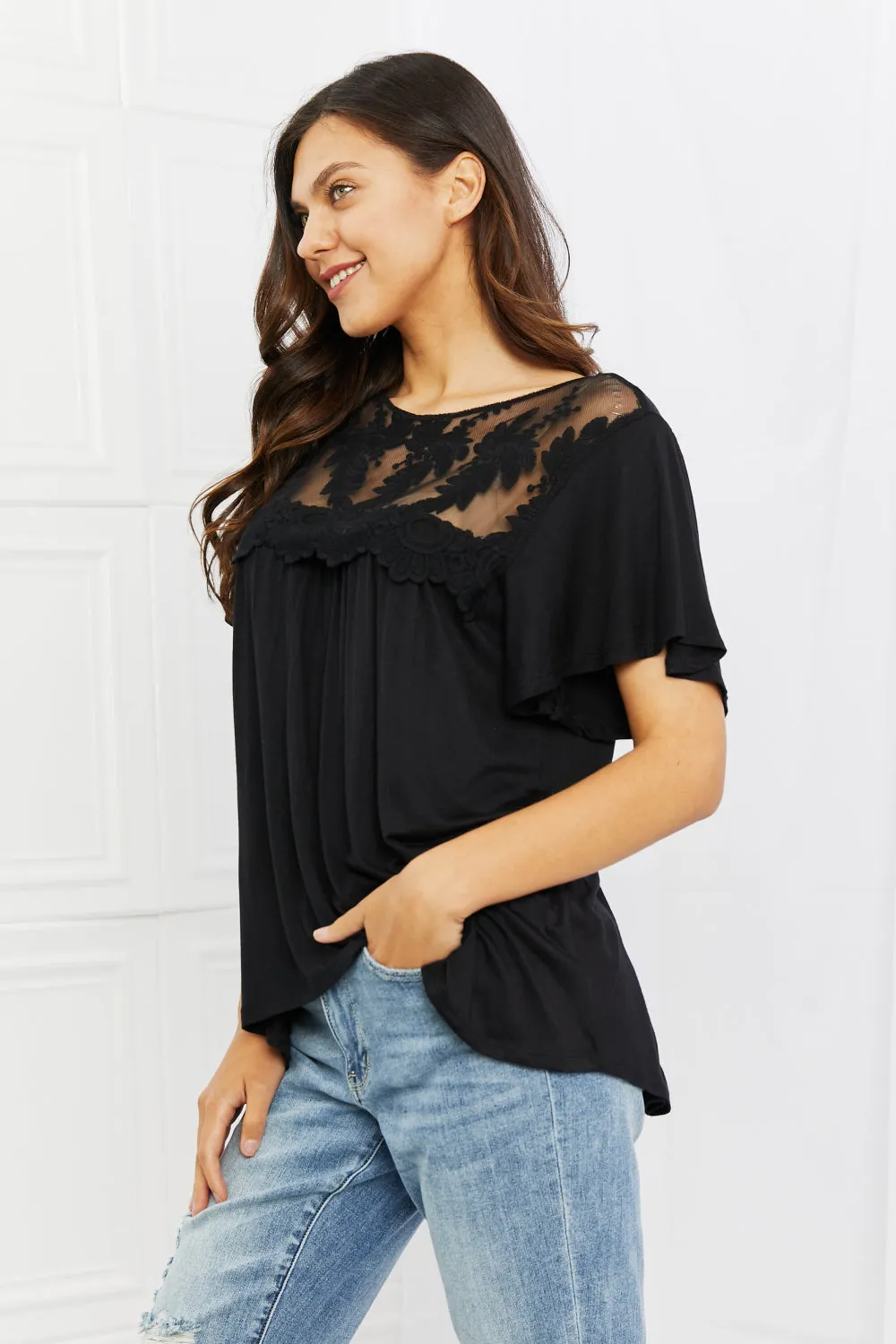 Ready To Lace Embroidered Top in Black