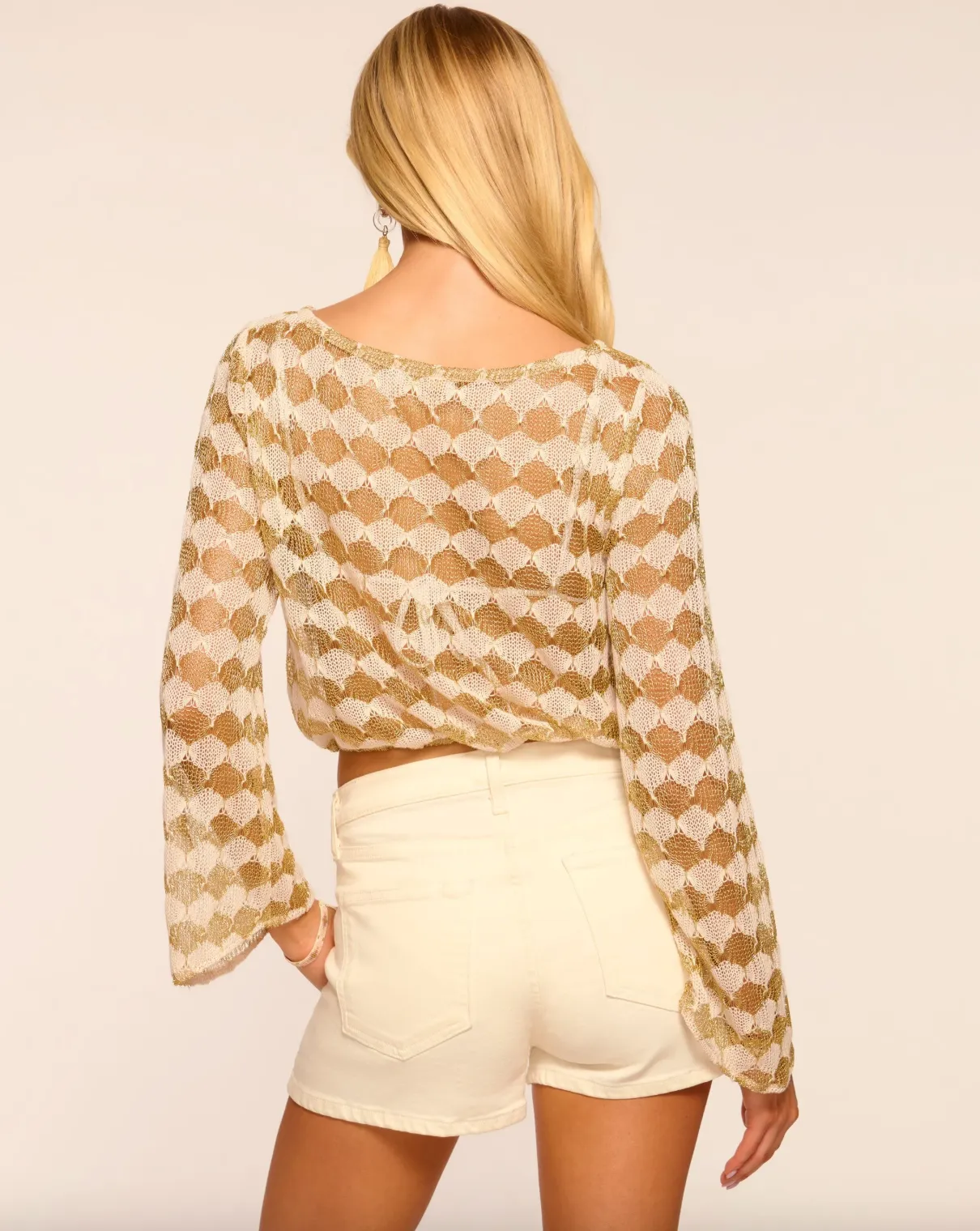Reagan Crochet Coverup Top - Gold Crochet