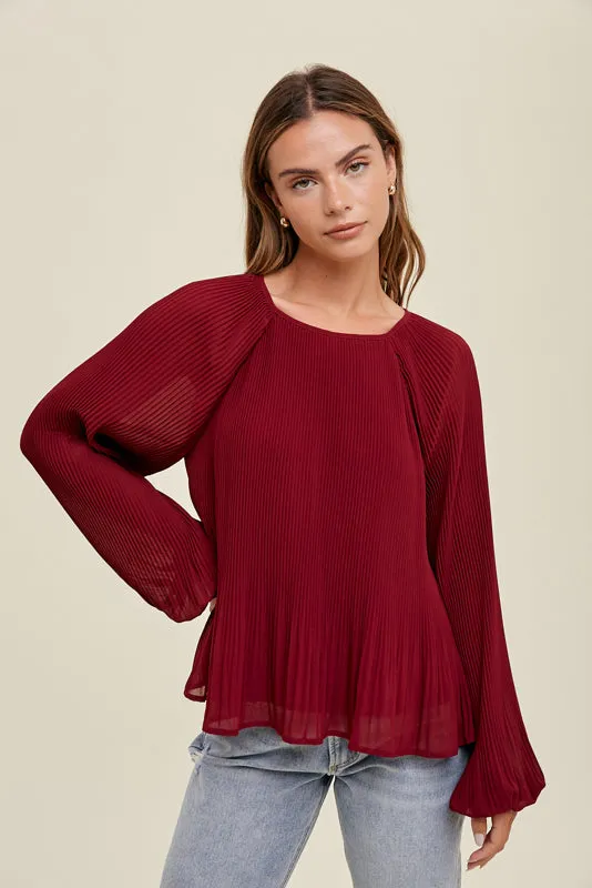 RED CHIFFON BLOUSE