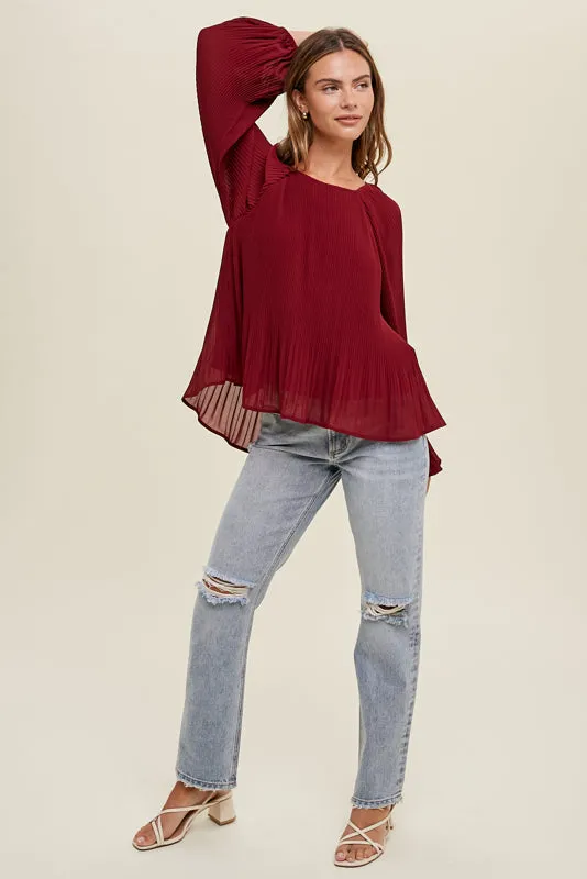 RED CHIFFON BLOUSE