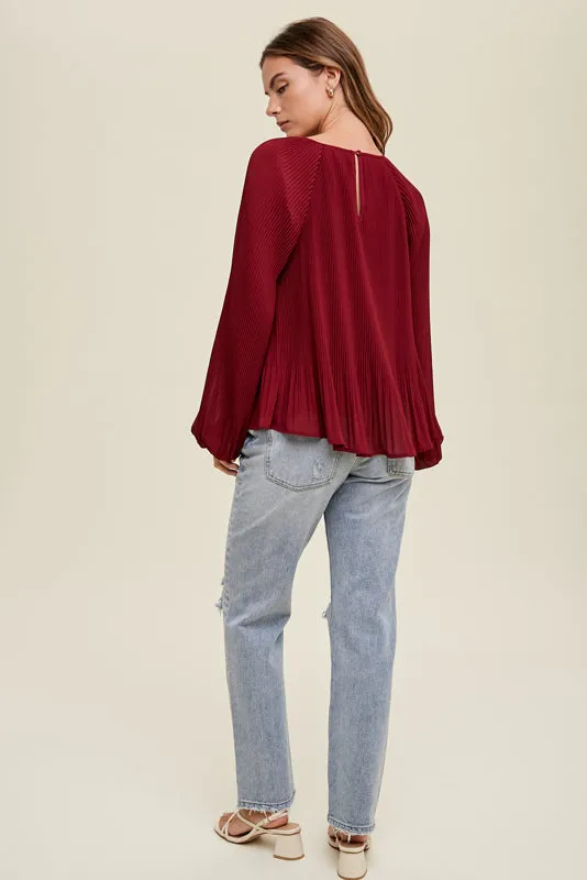 RED CHIFFON BLOUSE