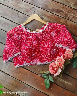 Red Chikankari padded blouse