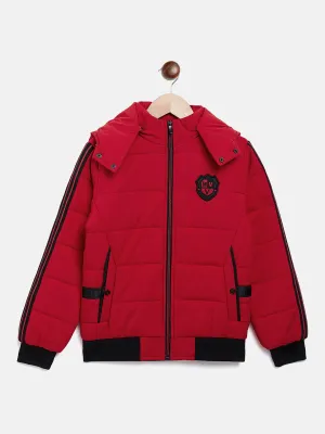Red Detachable Hood Jacket